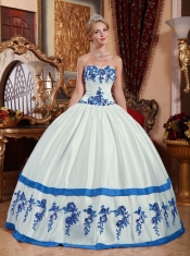Classical Colourful Sweetheart With Taffeta Appliques Quinceanera Dress