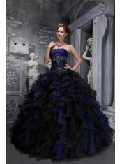 Classical Exclusive Strapless With Appliques and Ruffles In Multi-color Quinceanera Dress