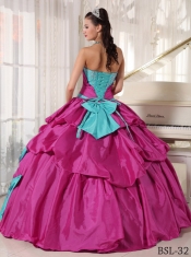 Classical Quinceanera Dress In Colourful  Sweetheart With Appliques And Bow