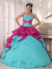 Classical Quinceanera Dress In Colourful Sweetheart With Appliques And Bow