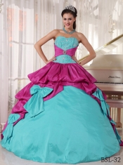 Classical Quinceanera Dress In Colourful  Sweetheart With Appliques And Bow