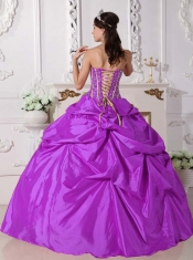 Classical Quinceanera Dresses Ball Gown Strapless With Taffeta Beading and Hand Made Flowers