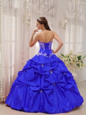 Classical Quinceanera Dresses In Blue Ball Gown Sweetheart With Taffeta Appliques