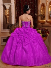 Classical Quinceanera Dresses In Fuchsia Ball Gown Sweetheart With Organza Appliques