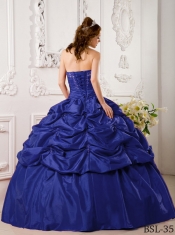 Classical Quinceanera Dresses In Navy Blue Ball Gown Sweetheart With Tafftea Appliques