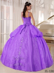 Classical Quinceanera Dresses In Purple Ball Gown With Spaghetti  Straps and Organza Appliques
