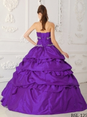 Classical Quinceanera Dresses In Purple  Sweetheart Made With Taffeta and Tulle With Appliques And Beading