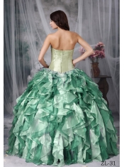 Colorful Sweetheart Beading and Ruffles Taffeta and Organza Best Quinceanera Dresses Ball Gown