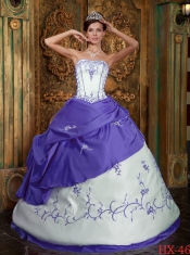 Colourful Discount Quinceanera Dress Strapless With Floor-length Embroidery