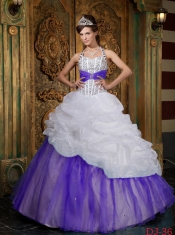 Colourful New Styles A-line / Princess Halter Floor-length Beading For Quinceanera Dress