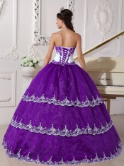 Colourful New Styles Ball Gown Strapless With Organza Appliques Quinceanera Dress