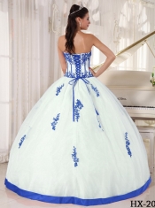 Colourful Strapless With Appliques Classical Quinceanera Dresses For Girls