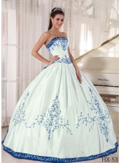 Colourful Sweet 16 Dresses Strapless Floor-length Embroidery