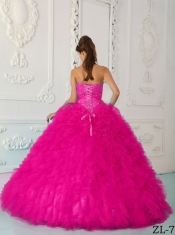 Coral Red Ball Gown Sweetheart Floor-length Satin and Organza Beading Beautiful Quinceanera Dress