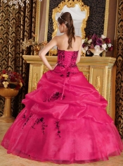 Coral Red Ball Gown Sweetheart  Pretty Quinceanera Dresses Satin and Organza Embroidery