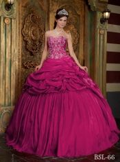 Coral Red Ball Gown Sweetheart Quinceanera Dress with  Taffeta Beading and Appliques