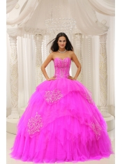Custom Made Fuchsia Sweetheart Embroidery For 15th Birthday Dresses In 2013