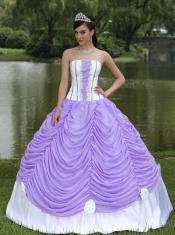 Custom Made Quinceanera Dress With Strapless Ball Gown Purple and Pick-ups