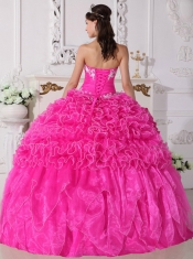 Discount Pink Ball Gown Strapless Organza Embroidery with Beading For New Styles Quinceanera Dress