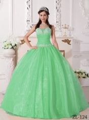 Discount Quinceanera Dress In Apple Green Ball Gown Strapless With Appliques