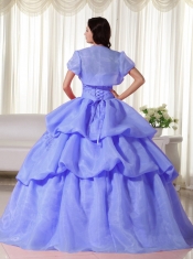 Discount Quinceanera Dress In Blue Ball Gown Strapless With Organza Hand Flowers In Low Price