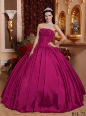 Discount Quinceanera Dress In Fuchsia Ball Gown Strapless With Taffeta Beading
