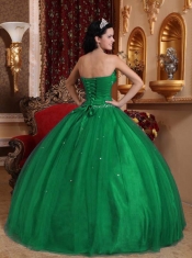 Discount Quinceanera Dress In Green Ball Gown Sweetheart With Tulle Beading In Low Price