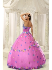 Discount Quinceanera Dress In Hot Pink Ball Gown For Custom Made Appliques Decorate Bodice