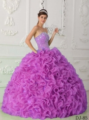 Discount Quinceanera Dress In Lavender Ball Gown Strapless With Organza Beading