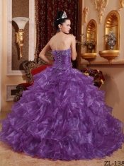Discount Quinceanera Dress In Lavender Ball Gown Strapless With Organza Beading
