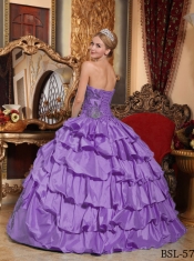 Discount Quinceanera Dress In Lavender Ball Gown Strapless With Taffeta Appliques