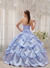 Discount Quinceanera Dress In Lilac Ball Gown Strapless With Taffeta Appliques