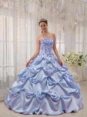 Discount Quinceanera Dress In Lilac Ball Gown Strapless With Taffeta Appliques