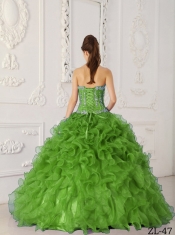 Discount Quinceanera Dress In Spring Green Ball Gown Sweetheart With Satin and Organza Appliques