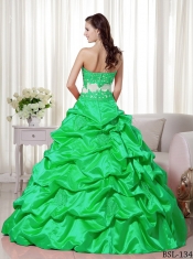 Elegant  A-line Floor-length Sweetheart Taffeta Appliques Discount Quinceanera Dresses