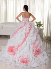 Elegant Organza Sweetheart Appliques Ball Gown Dress with Sweep Train