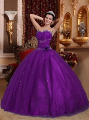 Elegant Purple Ball Gown Tulle Sweetheart Floor-length Cheap Quinceanera Dresses
