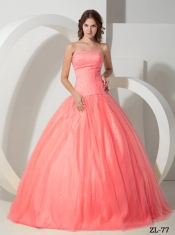 Elegant Sweet 16 Dresses With Beading Ball Gown Strapless Floor-length Tulle