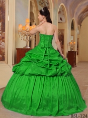 Elegant Sweetheart Green Floor-length Ball Gown   Taffeta Beading Discount Quinceanera Dresses
