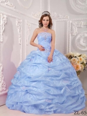 Exclusive Ball Gown Strapless 15th Birthday Dresses with Organza Appliques Lilac