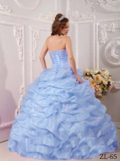 Exclusive Ball Gown Strapless 15th Birthday Dresses with  Organza Appliques Lilac