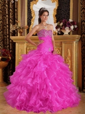 Exclusive Ball Gown Sweetheart Floor-length Organza Beading Pretty Quinceanera Dresses