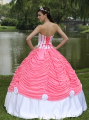Exclusive Custom Made Sweet-heart Ball Gown Watermelon and Pick-ups Quinceanera Dress