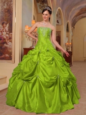 Exclusive Yellow Green Ball Gown Strapless With Beading and Embroidery For Discount Quinceanera Dress