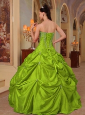 Exclusive Yellow Green Ball Gown Strapless With Beading and Embroidery For Discount Quinceanera Dress