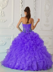 Exquisite Ball Gown Strapless Pretty Quinceanera Dresses with  Embroidery Purple