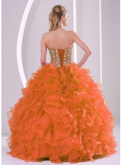 Exquisite Ball Gown Sweetheart Ruffles and Beaded Ball Gown  Decorate Discount Quinceanera Dresses
