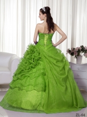 Fashionable Ball Gown Sweetheart Floor-length Organza Beading and Ruch For Sweet 16 Dresses