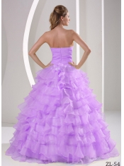 Fashionable Lavender Poised Organza Zipper-up Beautiful Quinceanera Dress With Bead