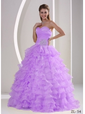 Fashionable Lavender Poised Organza Zipper-up Beautiful Quinceanera Dress With Bead